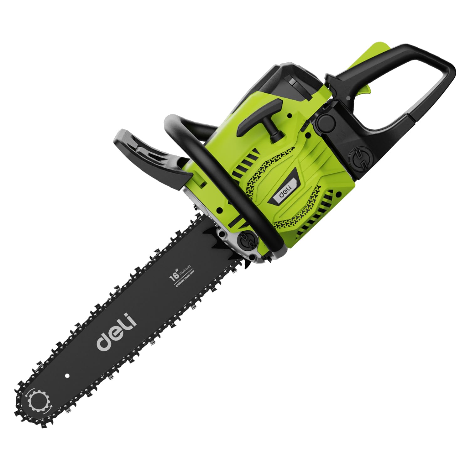 Deli EDE-LJ16-1 1700W Gasoline Chainsaw Powerful Heavy Duty CuttingTool with 550ml Capacity 16” Guide Bar 12000RPM 45cc Wood-Cutting Saw for Farm & Garden (Pack of 1, Green and Black)-image-24