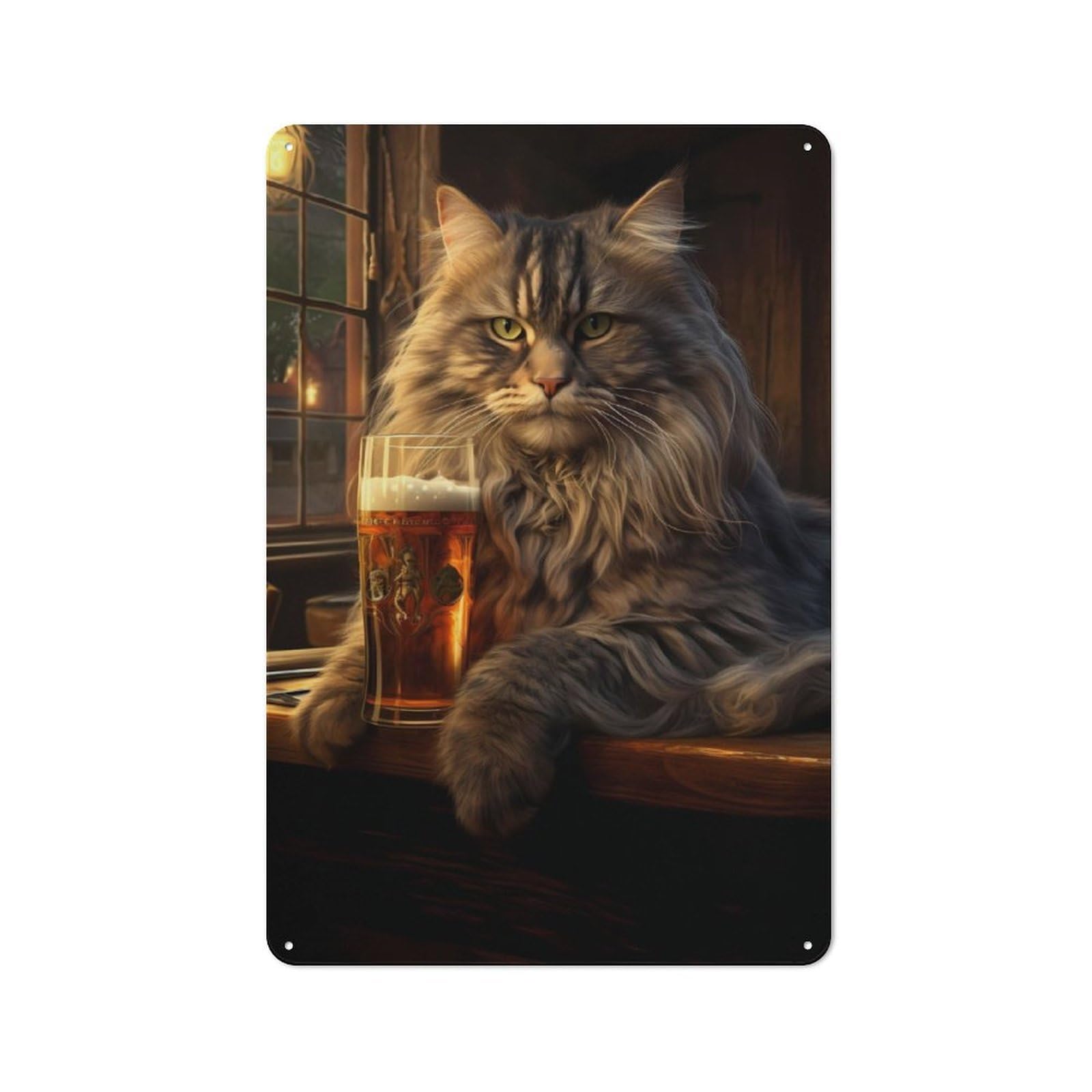 Junmoney Fat Cat Beer Bar Pub Drink Printed Metal Sign 30X20cm For Home Office Or Studio, A Christmas Gift For People Styling Home Office And Studio