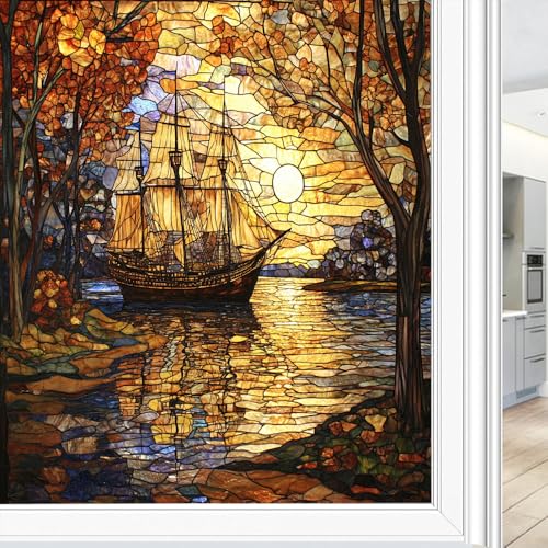 Vinilo decorativo para ventana Rustic Sailboat 17.7x23.6 pulgadas miniatura 1