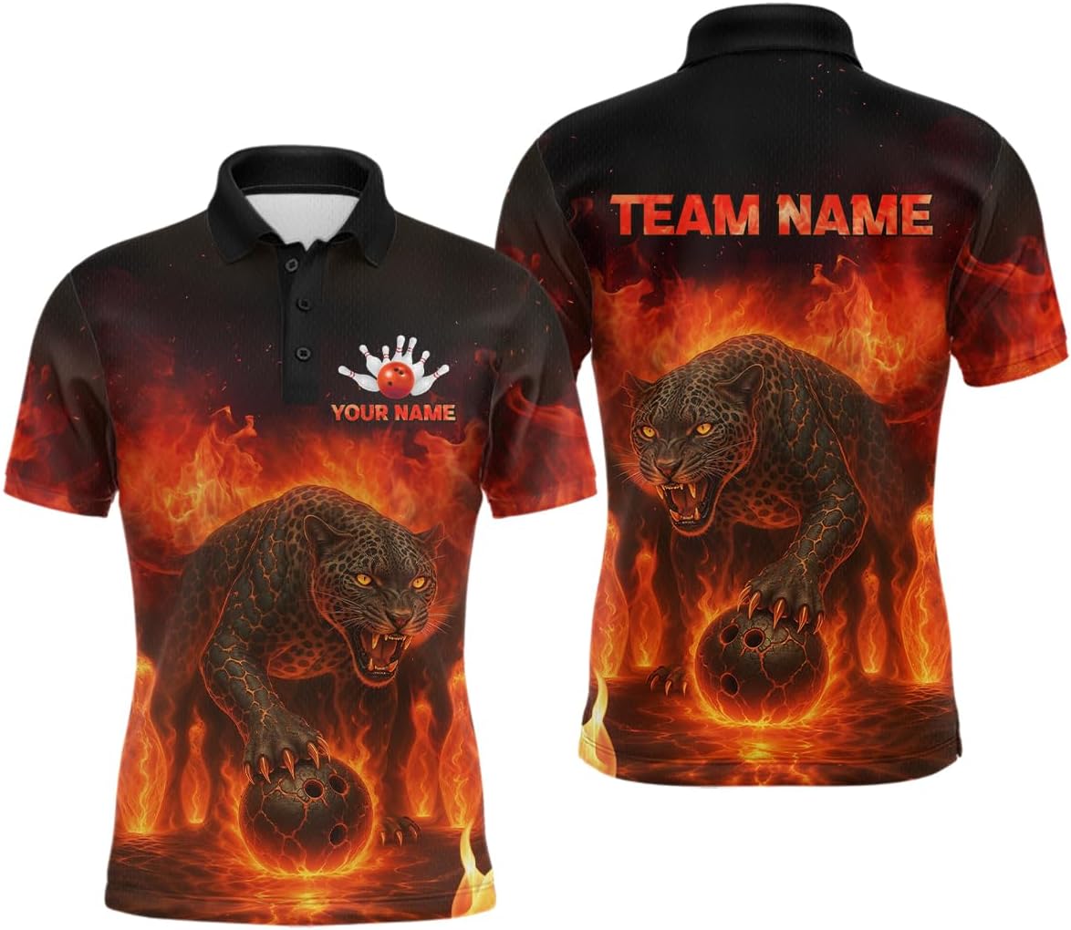 Custom Leopard Bowling Shirts for Women Men Team Bowling Jerseys Bowling Polo Shirts and Bowling Quarter Zip Shirts
