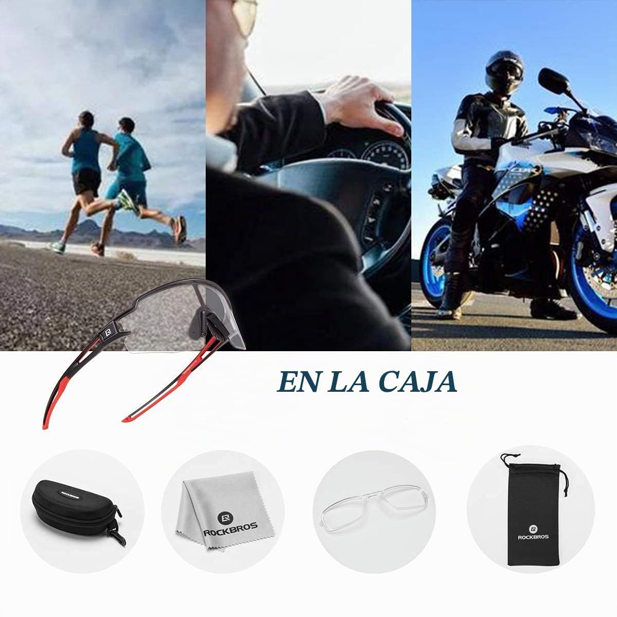 ROCKBROS Gafas de Sol Fotocromáticas Transparentes para Bicicleta Ciclismo Running Deportes al Aire Libre Protección UV400 para Hombres y Mujeres