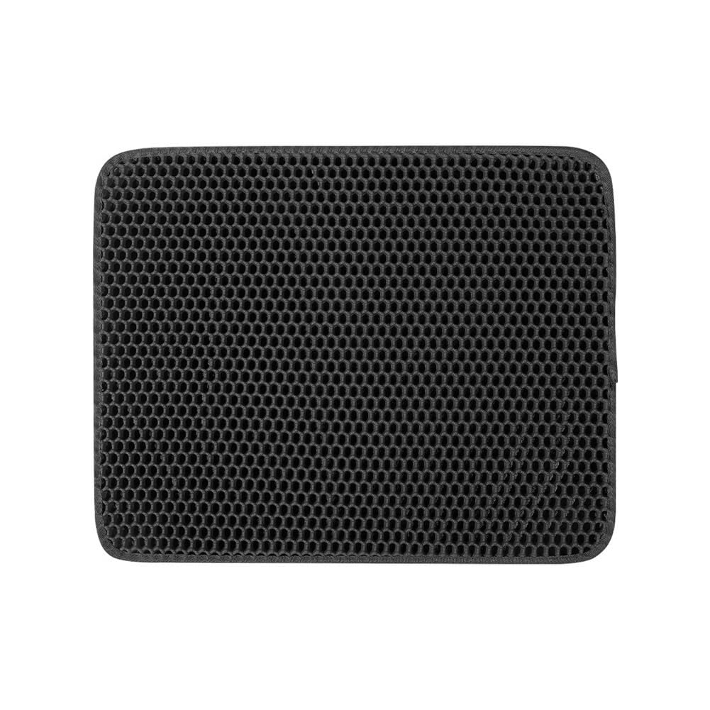 Cat Litter Mat Heavy Duty Washable Pet Floor Protector Box Sand Stopper(Black,60x90cm)