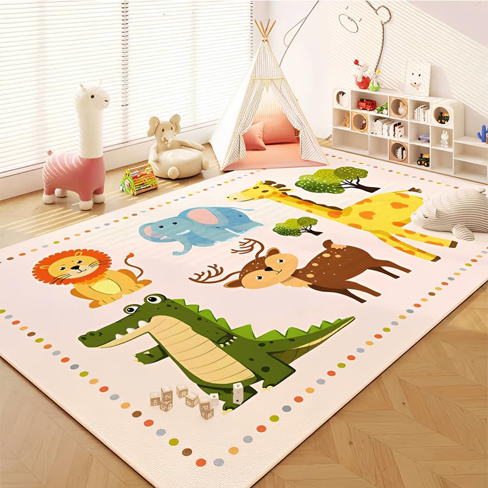 Alfombra Estampada Animal 80x120cm, Alfombra de Poliéster con Animales de Safari, Alfombras Decorativa Antideslizante para Salón Dormitorio