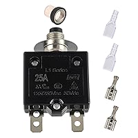 Vista 14 de Disyuntor de botón de reinicio manual 8A, 125/250 V CA, 50 V, CC, protector de sobrecarga térmica con terminales de conexión rápida y tapas de botón