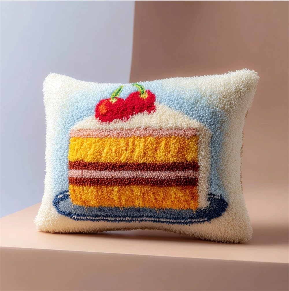 Taxpy Latch Hook Kits Pillow Cake 17X17In