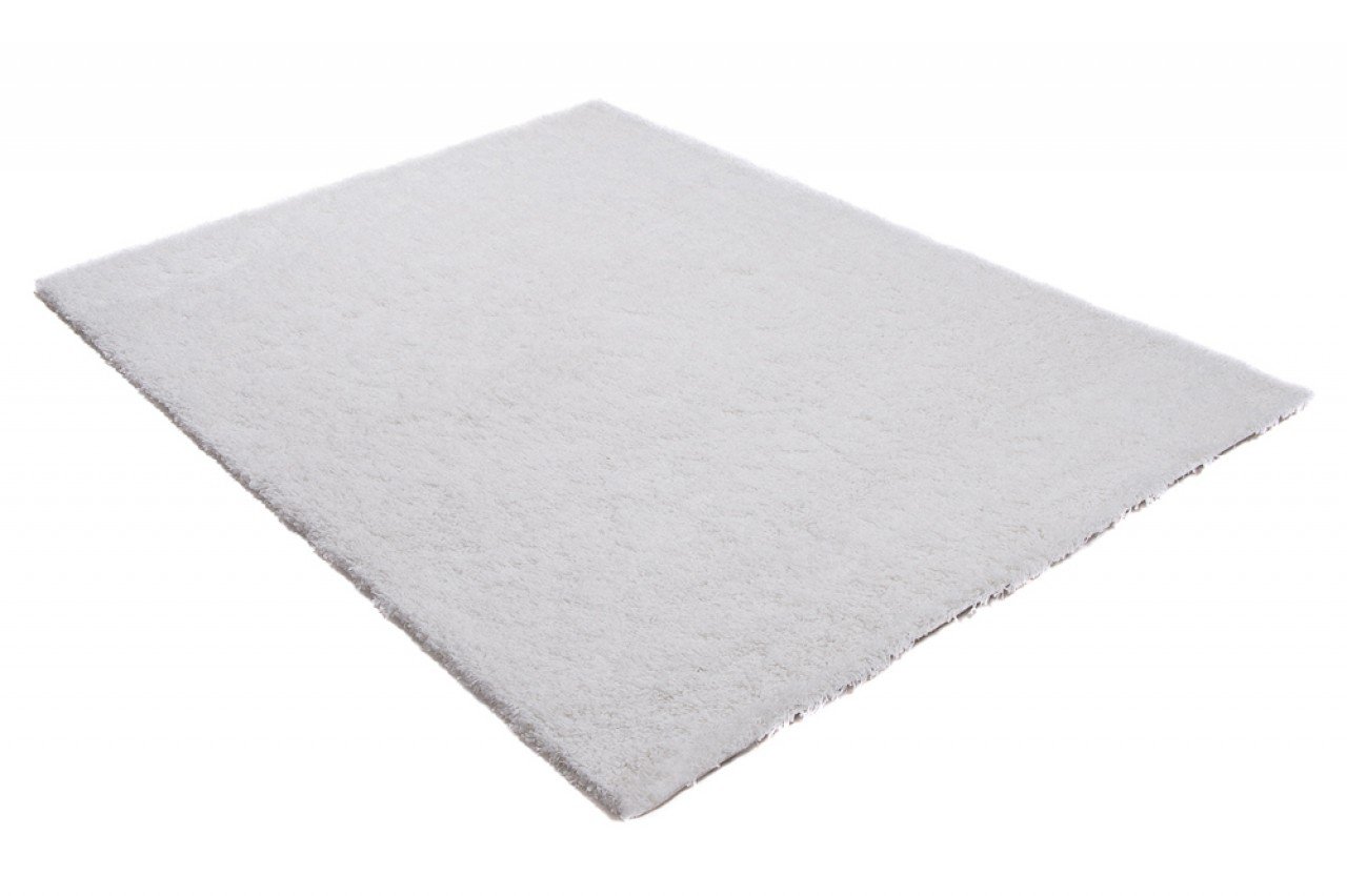Tapiso Optymalny dywan Shaggy, do salonu, z wysokim runem, jednokolorowy, biały, antyczny, biały, do sypialni, pokoju gościnnego, Ökotex 80 x 150 cm