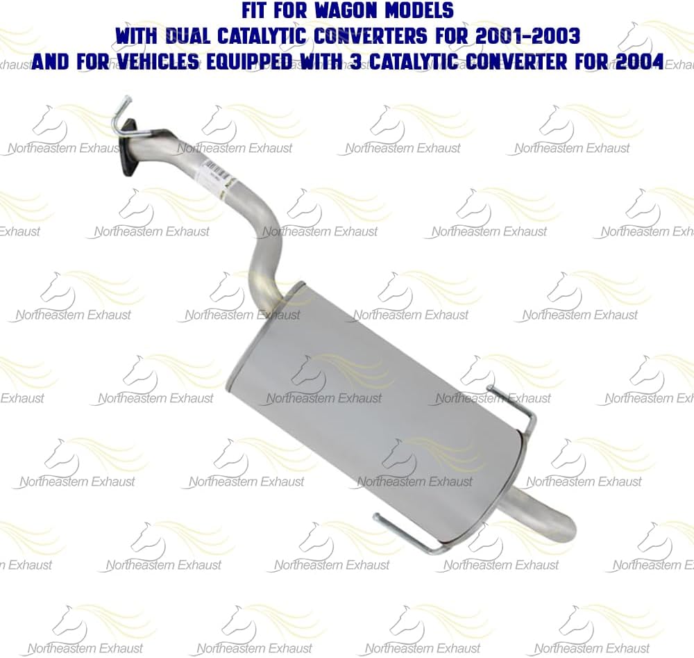Exhaust Muffler Compatible with Subaru Legacy 2000-2004 2.5L | Stainless Steel | Northeastern Exhaust | Free Gasket, Hangers and Bolts & Nuts | Direct-Fit Replacement