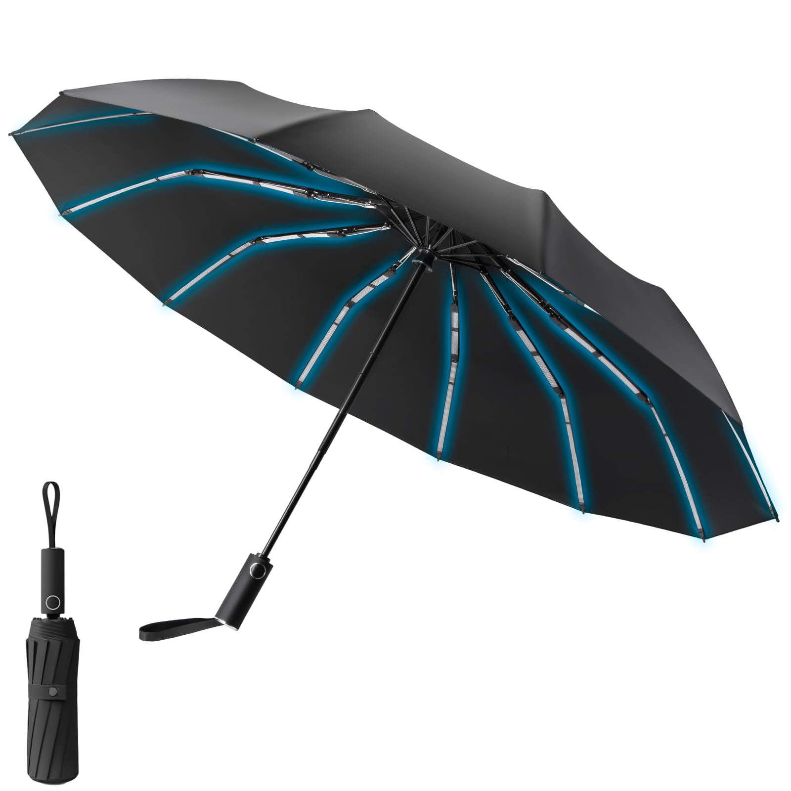 Oziral Automatic Windproof Umbrella - Compact, Strong, 12 Reinforced Ribs, Auto Open/Close, Perfect For Storms, Rain & Sun