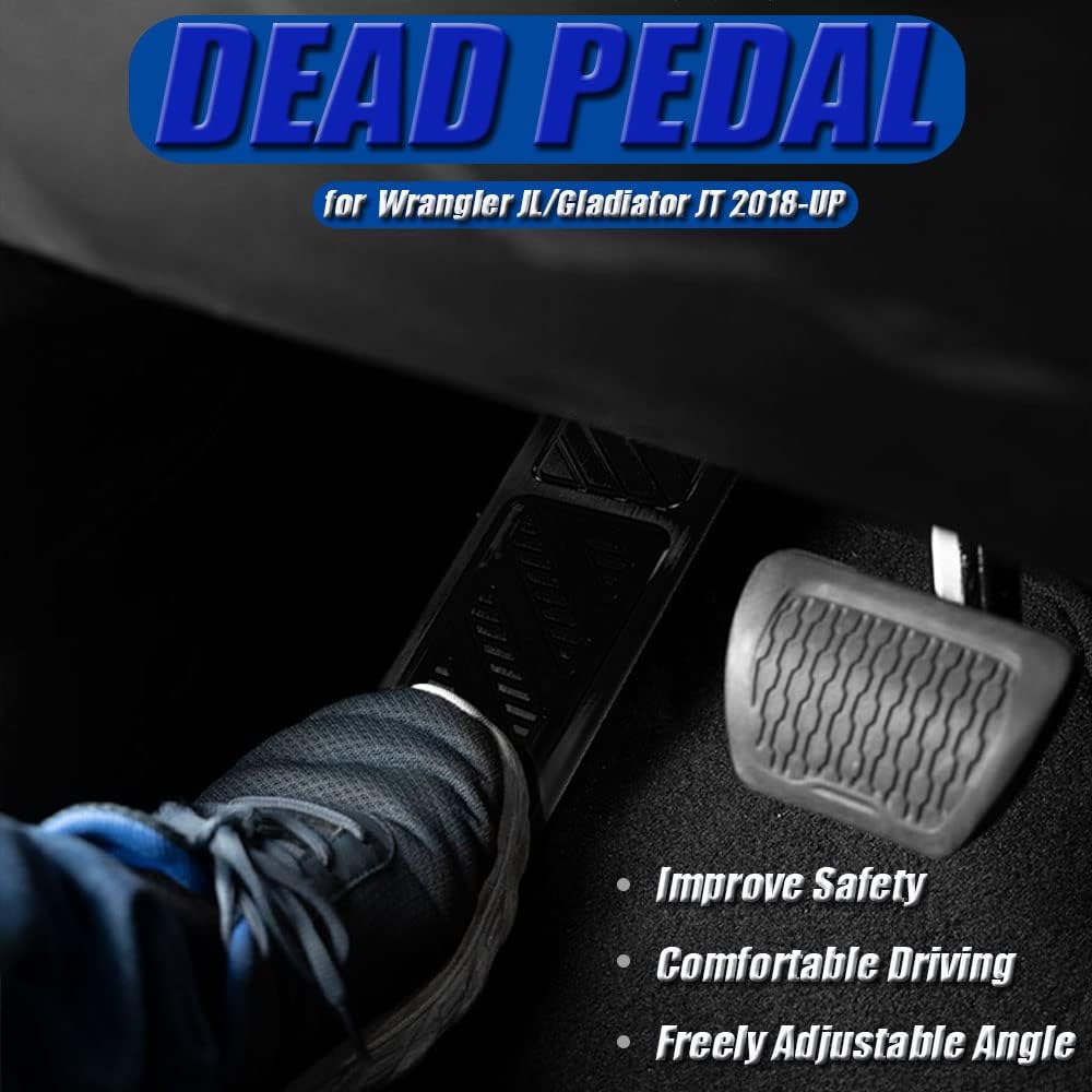 BOYUER for Jeep Wrangler JL 2018-2026/Gladiator JT 2020 2021 2022 2023 2024 2025 2026 Aluminum Anti-Slip No Drilling Dead Pedal Pad Cover Foot Pedal Pads Kit Interior Decoration Accessories(BLACK)