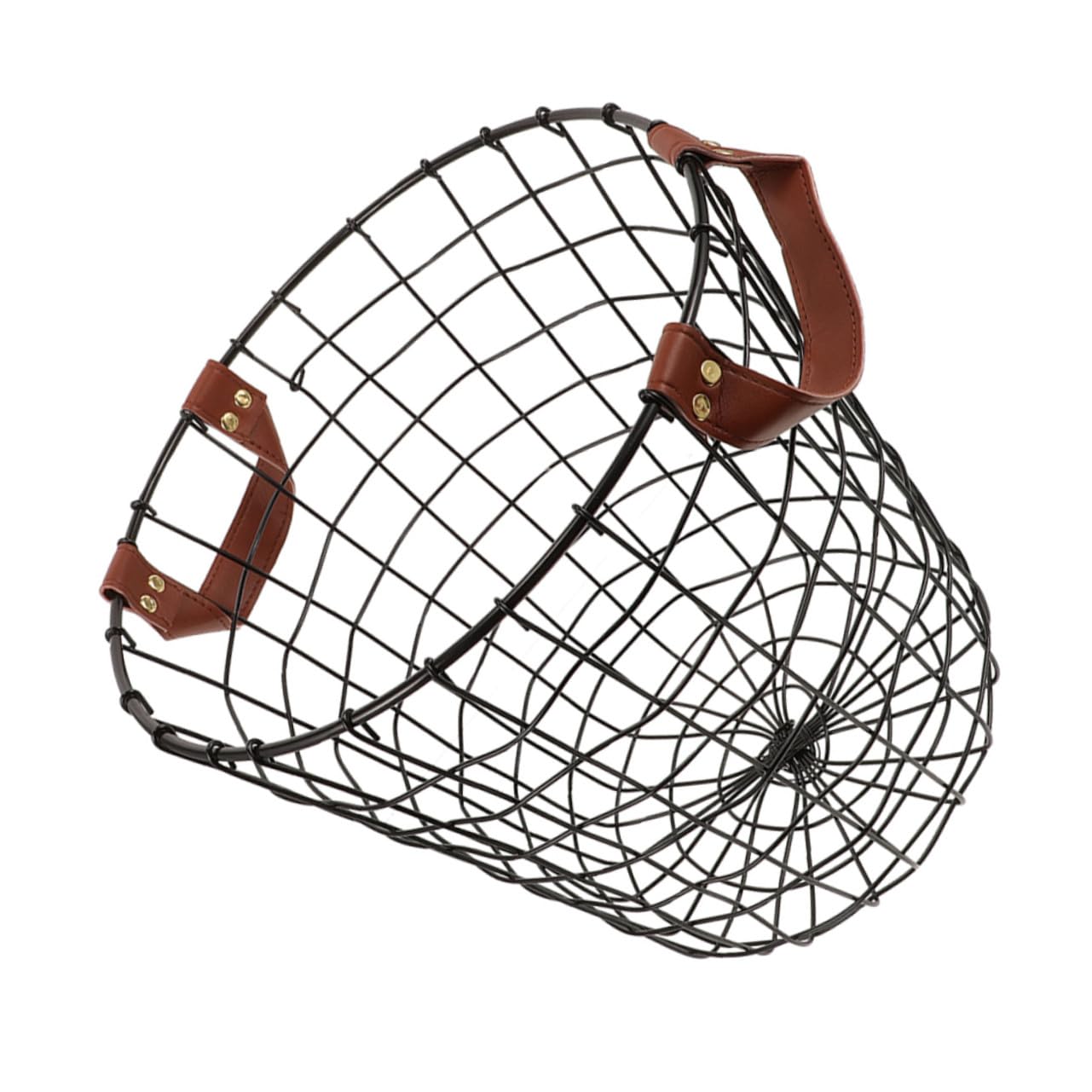 Cestino Porta Legna in Ferro Rustico con Struttura Ventilata e Manico, Grande Capacità Rotonda per Utilizzo All'aperto e Campeggio