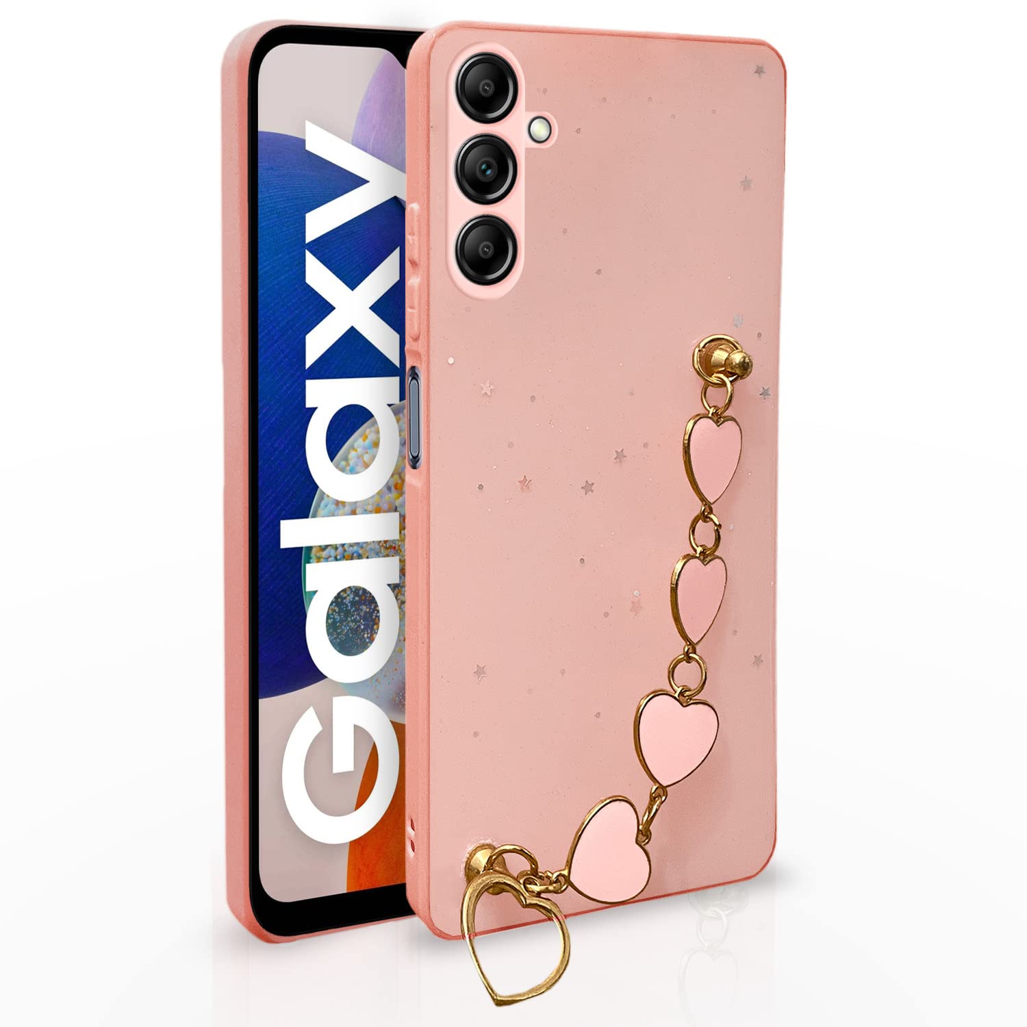 Pikkme Samsung Galaxy A14 5G Back Cover for Girls | Heart Shaped Metal Chain Blocks | Sparkling Soft TPU | Case for Samsung Galaxy A14 5G (Pink) (B0BY87ZT8C) Amazon Price History, Amazon Price Tracker