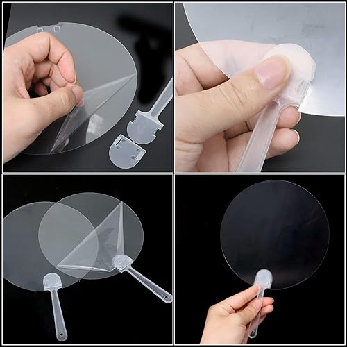 Miniatura 4 de HONBAY 10 ventiladores redondos de plástico de mano en blanco, ventiladores de bolsillo estilo chino para decoraciones de verano, bailar, actuación,