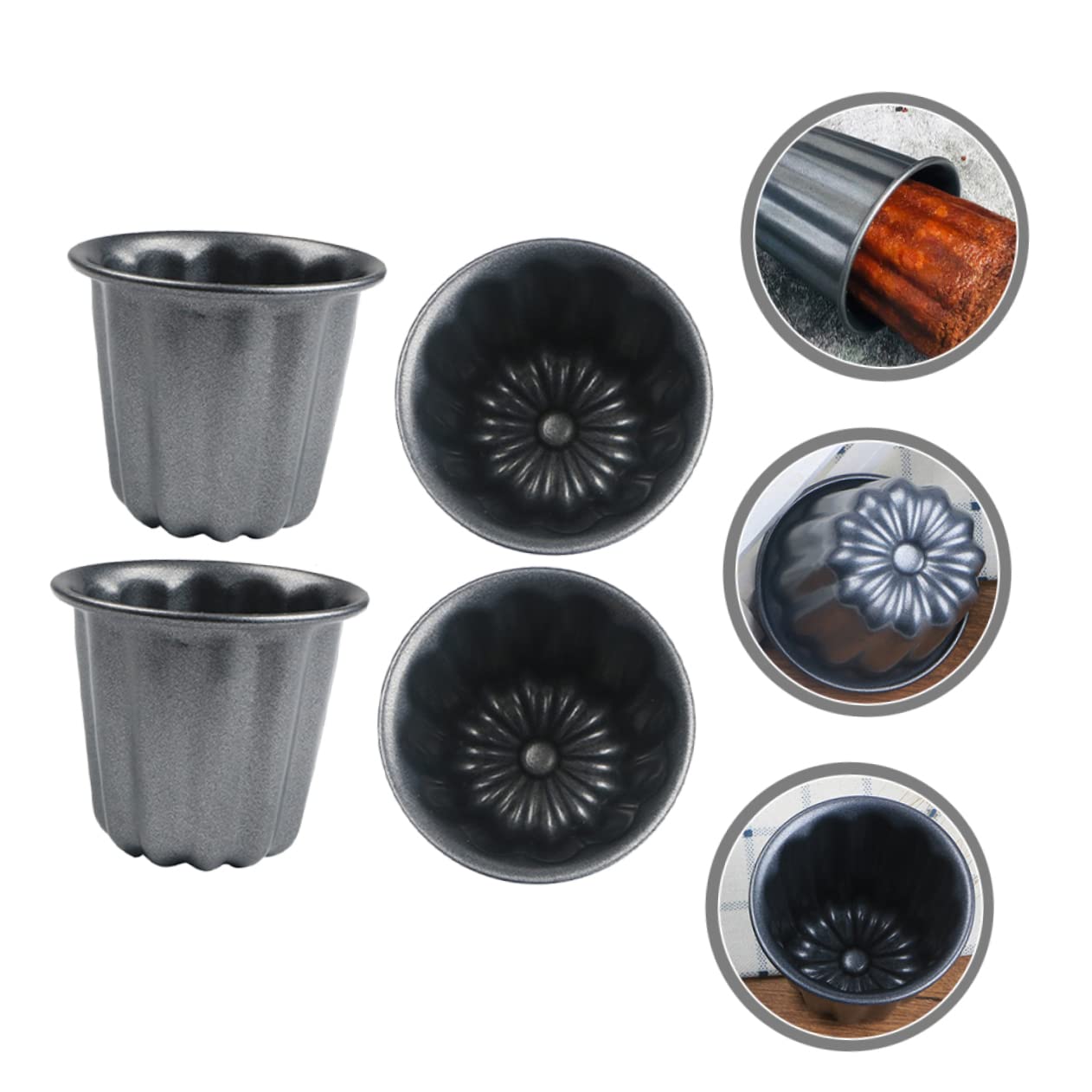 HEMOTON 8pièces Moule à Gâteau Cannelé Antiadhésif Outils De Cuisson Pour Muffins Puddings Et Desserts Maison