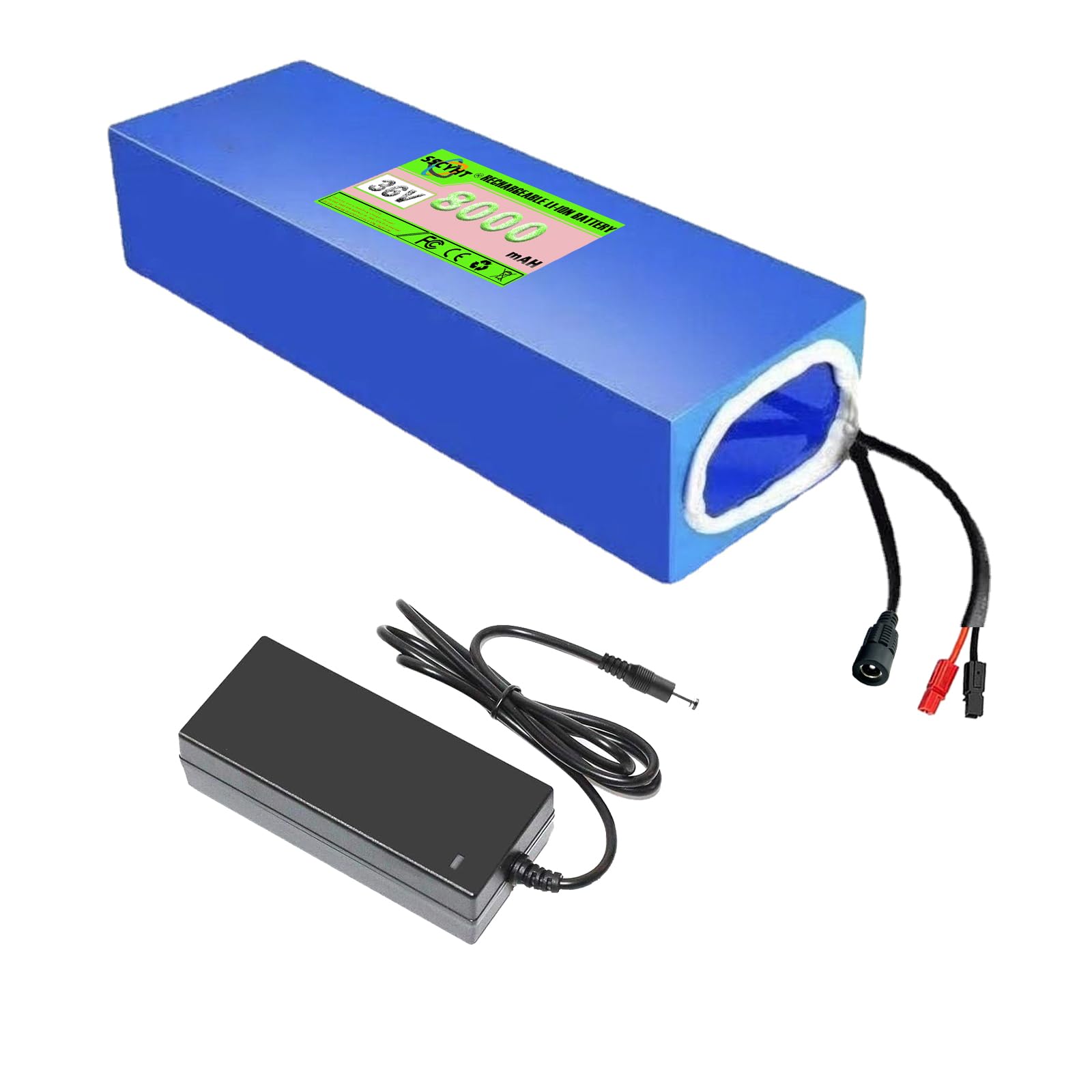 36 Volt Lithium-Ionen-Akku, 36 V, 12 Ah, 6 Ah, 8 Ah, 10 Ah, Lithium-Batterie, 36 V, wiederaufladbarer Akku mit Ladegerät und PVC-Hülle für 200 W – 450 W Motor-Kit,36v8ah Anderson