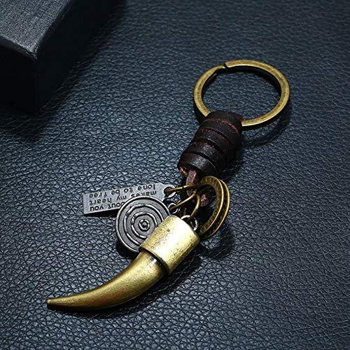 Preisvergleich Produktbild BULINGBL Schlüsselbund Metall Retro Anhänger Leder Geflecht Schlüsselbund Tasche Mobile Autoschlüssel Zubehör Schlüsselring