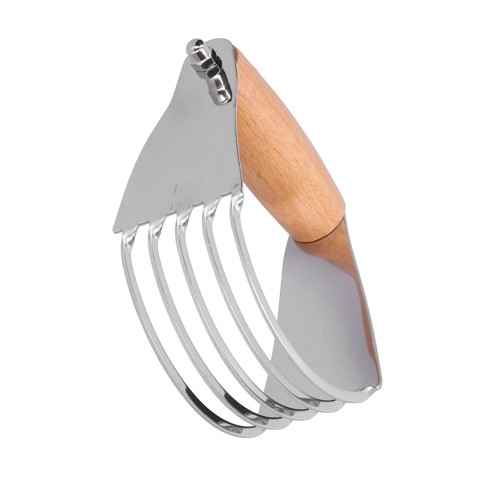 Cortador de repostería, cortador de masa de acero inoxidable, batidora de repostería con 5 cuchillas resistentes y mango cómodo para repostería, hornear (madera)