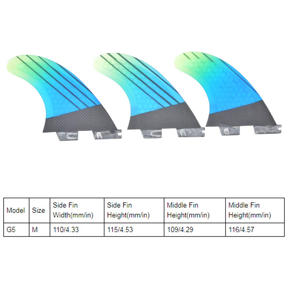 Fiberglass FCS2 elegante Agrase de surf verde de la aleta de aleta de surf de aleta flexible para ondas huecas y paletas de paleta