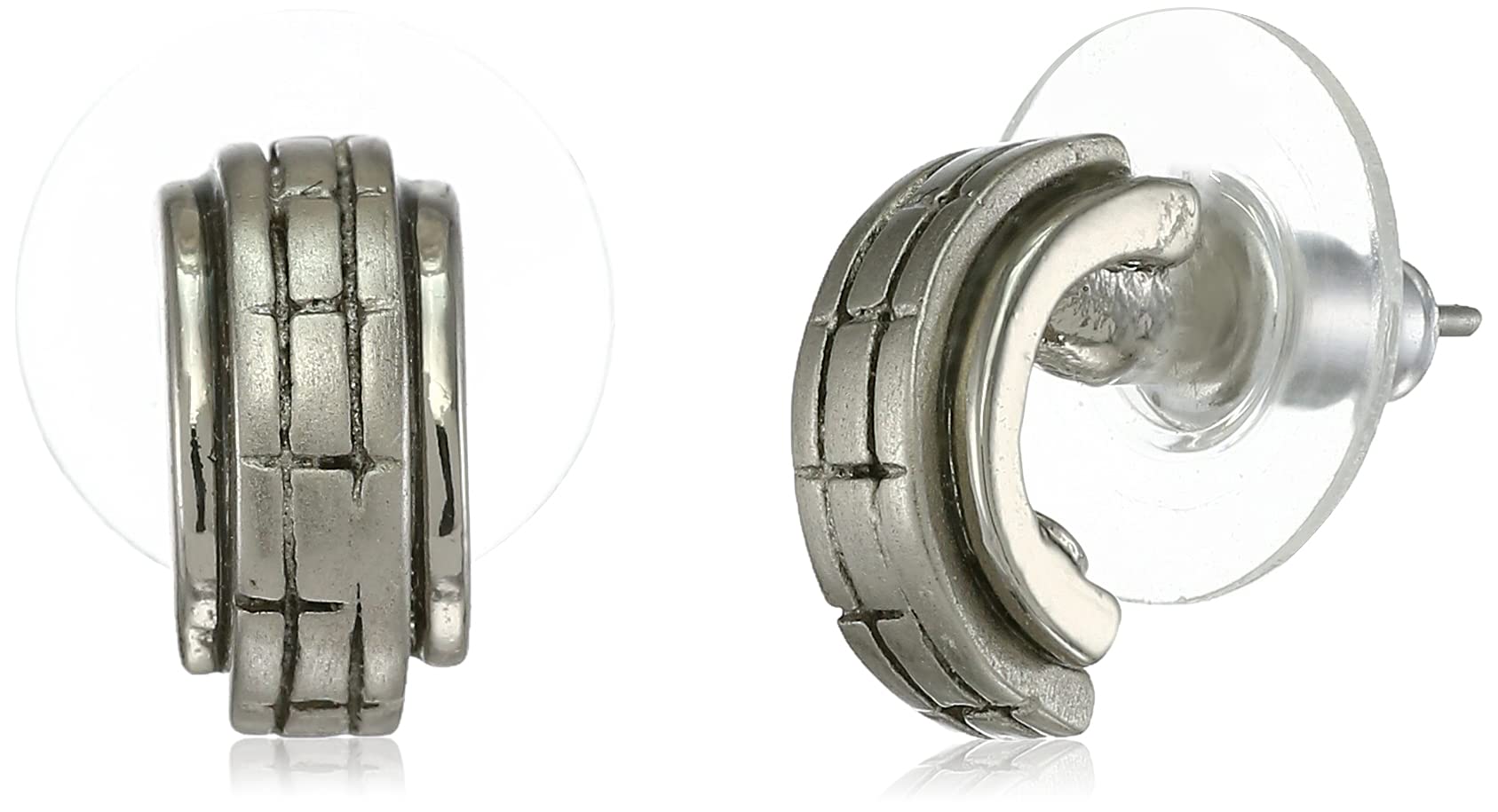 Estele Rhodium Plated Intriguing Half Hoop Stud Earrings for Women, Gold, One Size (433/706C ER)