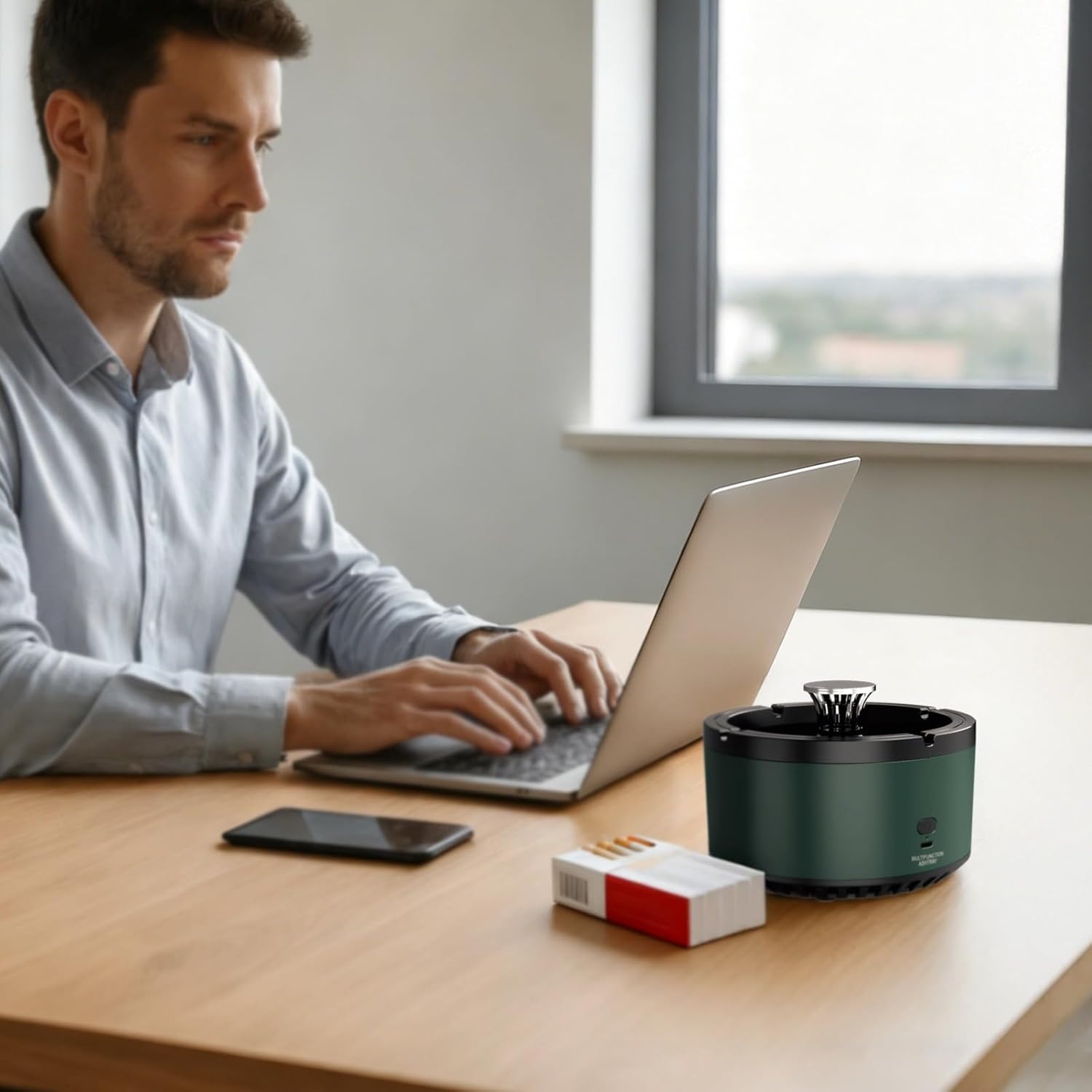 6 Filter Cotton Smokeless Ashtray Air Purifier With Fragrance Tablets, Activated Carbon Filter, 139 X 100 Mm For Home Car Office