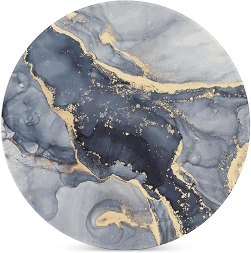 Miniatura 3 de Posavasos absorbentes con soporte, juego de 6 posavasos de mármol fluido de lujo azul oscuro abstracto para protección de mesa auxiliar, gran regalo