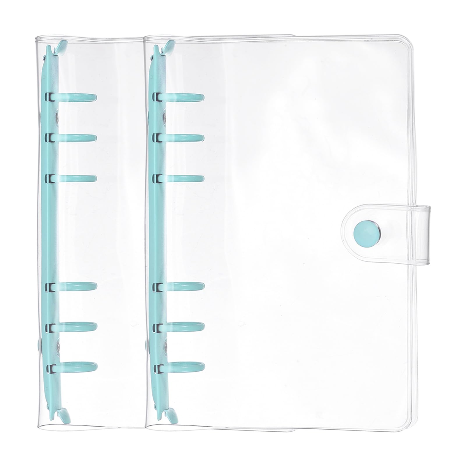 PATIKIL A6 6-Ring Binder Cover, 2Pcs Transparent PVC Notebook Binder Soft Clear Binder Protector Refillable Shell with Snap Button Closure for DIY Office Travel Planner, Blue