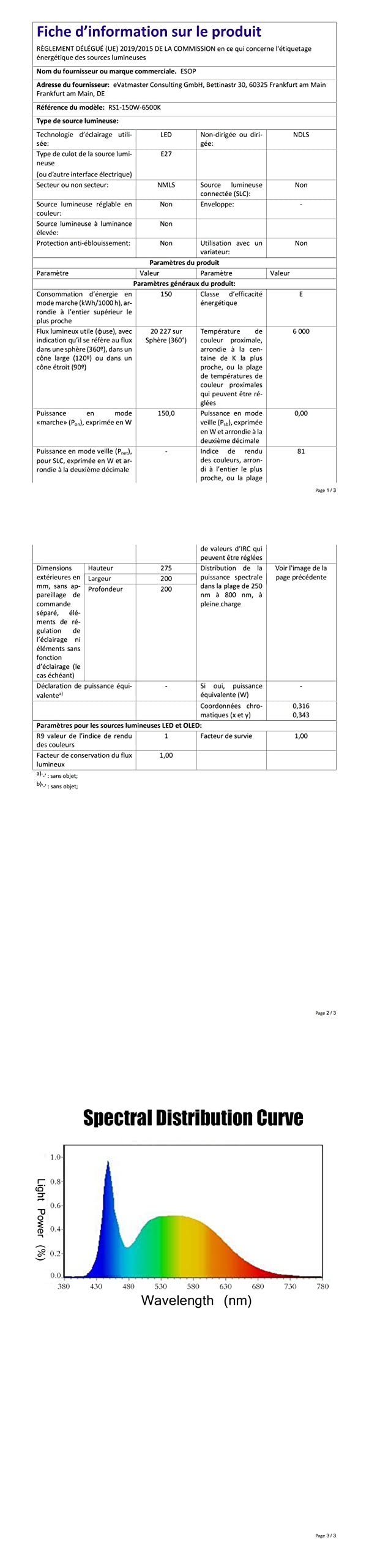 ESOP LED Lampadina E40 150W Luce Bianco Freddo con E27 Adattatore, Equivalenti1200W Incandescenza, 19500LM Industriale Lampadine a Led, 6500K Risparmio Energetico Lampada per Garage, Magazzino