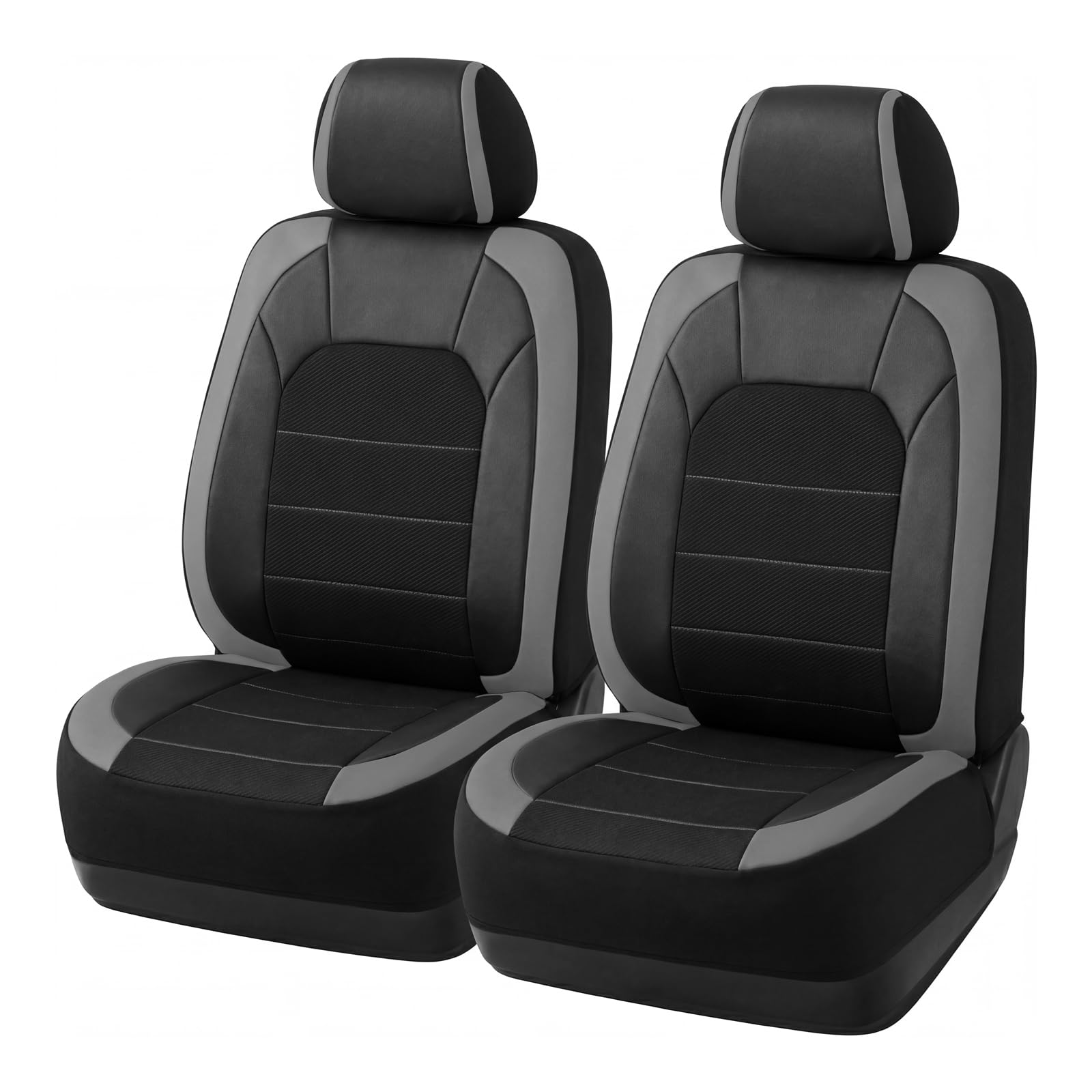 TOYOUN Fundas de Asiento de Coche de Piel sintética, 2 Asientos Delanteros, Ajuste Universal para Coches, Camiones, SUV, Furgonetas, Compatible con Bolsa de Aire, Protector de Asiento Antideslizante