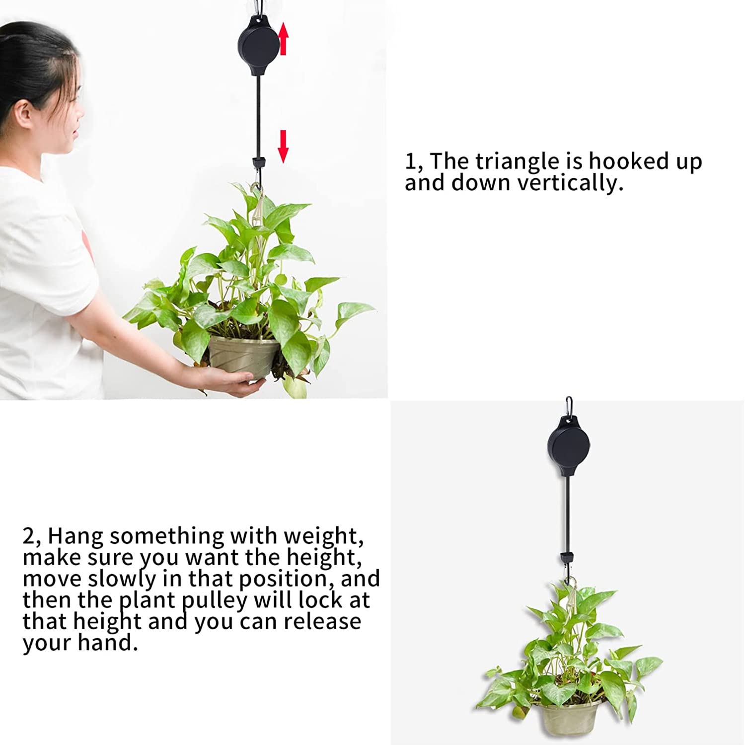 Gancio retrattile con carrucola regolabile per piante, supporto per cestini, vasi e mangiatoie, ideale per giardino, decorazioni sospese salvaspazio | Leroy Merlin