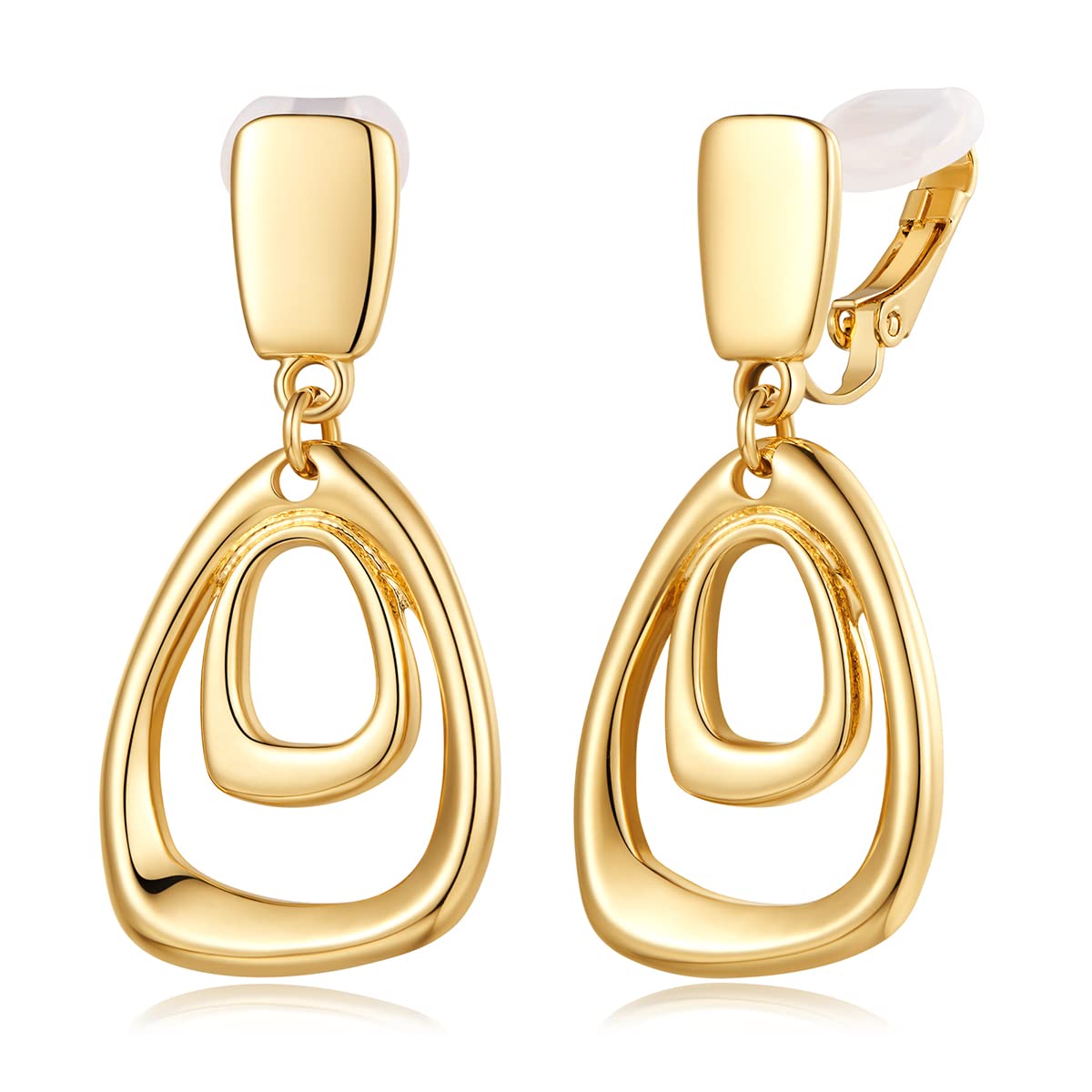 MUYAN Gold Clip On Drop Earrings for Women Non Piercing Dangle Earrings Fashion Jewelry