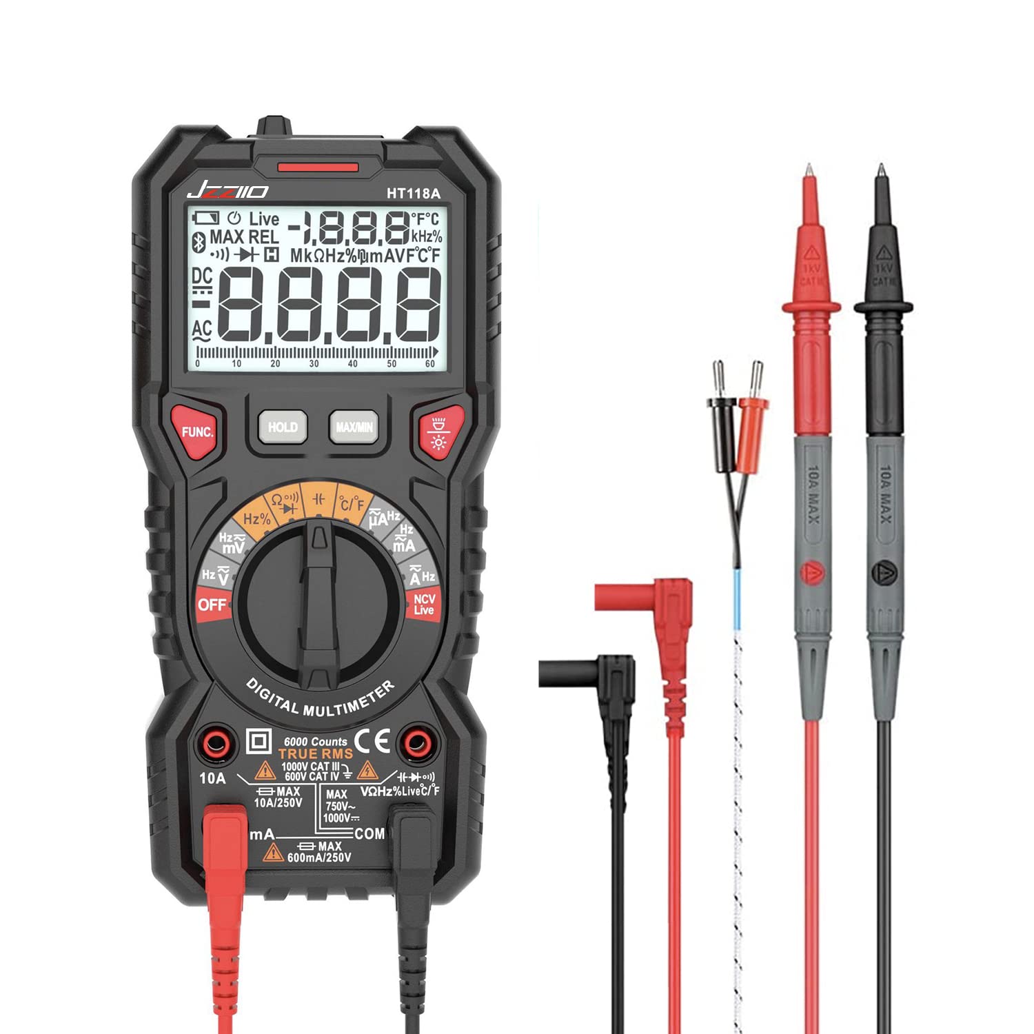 Buy JZZIIO Digital Multimeter,TRMS 6000 Counts Voltmeter with Auto
