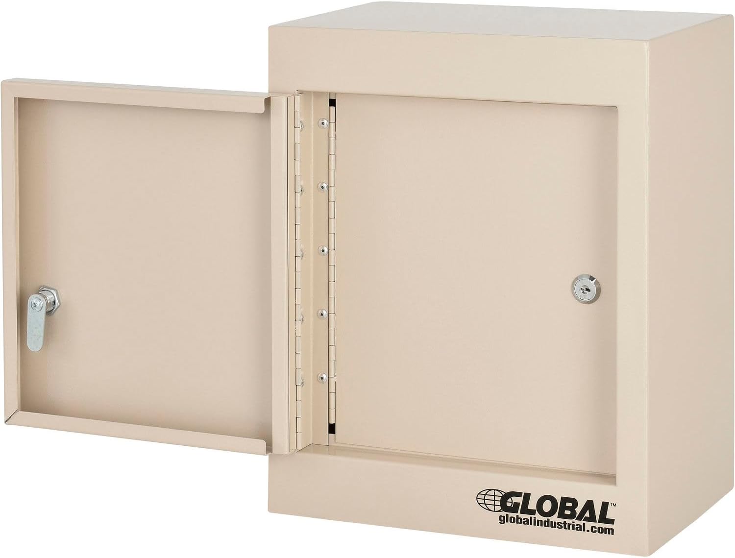 Global Industrial Small Narcotics Cabinet, Double Door/Double Lock, 12" W x 8" D x 15" H, Beige, for Doctor's Offices, Patient Rooms, Hospitals, Laboratories and More