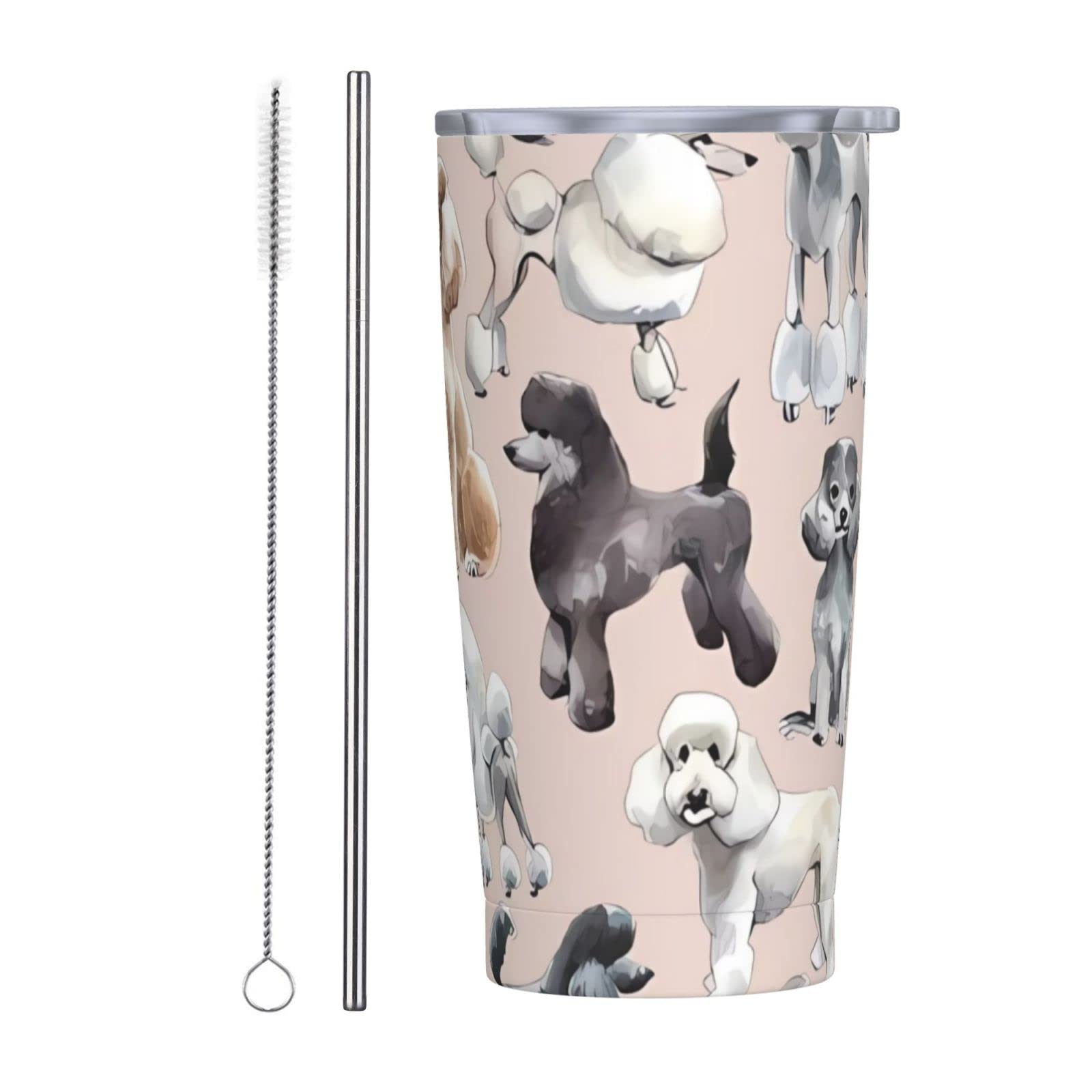 Fini le café froid : contenant isotherme en acier inoxydable 591 ml motif caniches pour fille