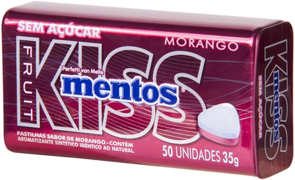 Pastilha Sem Açúcar Mentos Kiss Morango | 35g