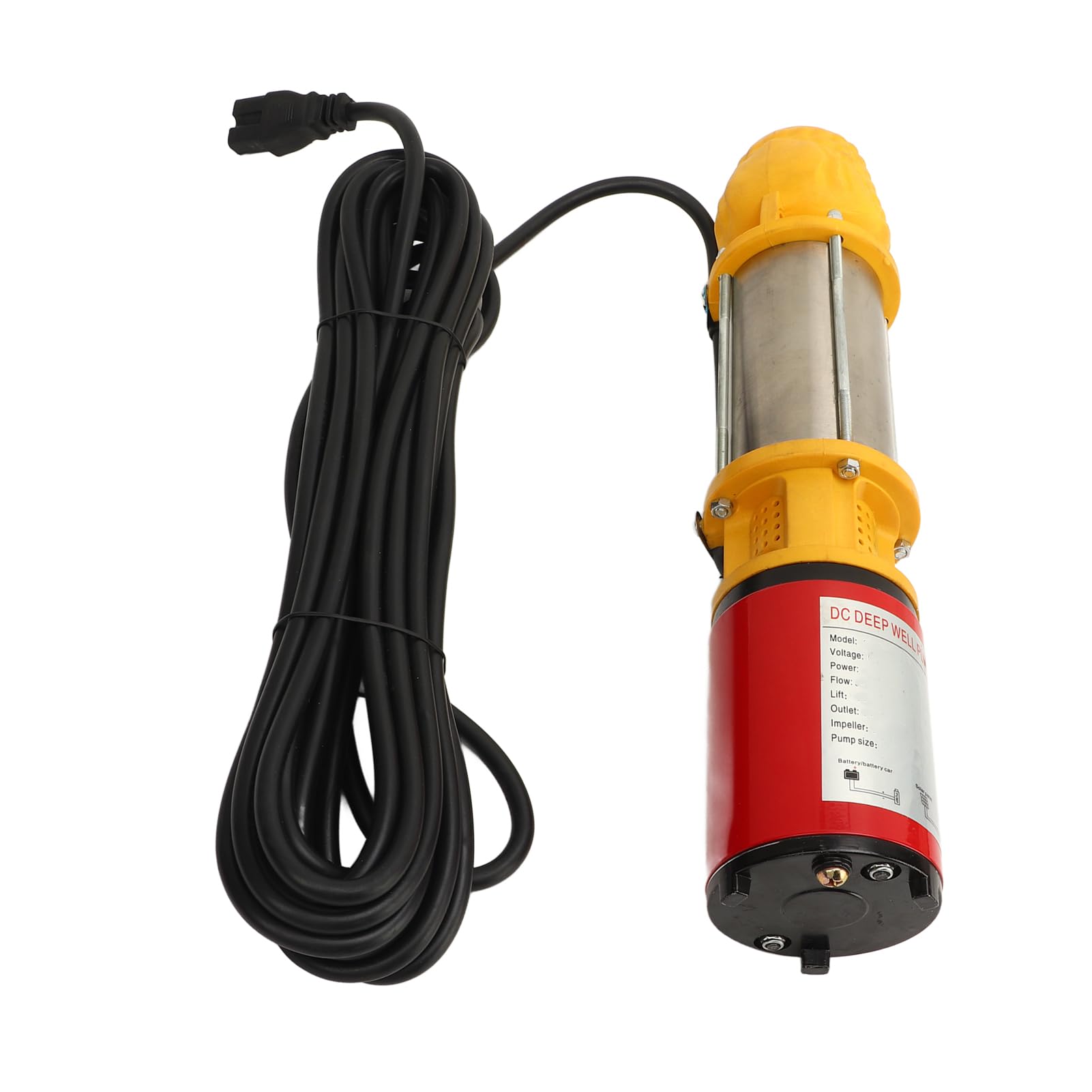 Bomba Solar de Pozo Profundo de 12V y 250W, Bomba de Agua de CC de 5m³/h de Elevación de 8m con 3 Juntas de 1 Pulgada, 1,5 Pulgadas y 2 Pulgadas para Jardines de Riego Agrícola