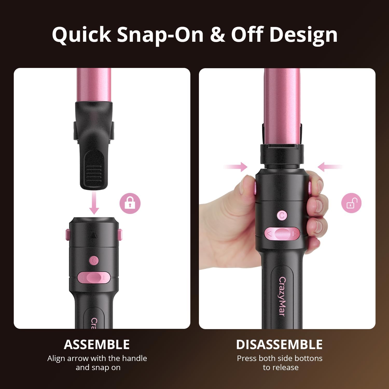 5 in 1 Automatic Rotating Curling Iron Set, CrazyMar Curling Wand Set - 5 Barrels (3/4,1,1/4 Inch) Dual Voltage Curling Wand for Professional Hair Styling, Travel, Ceramic Coating (Black)