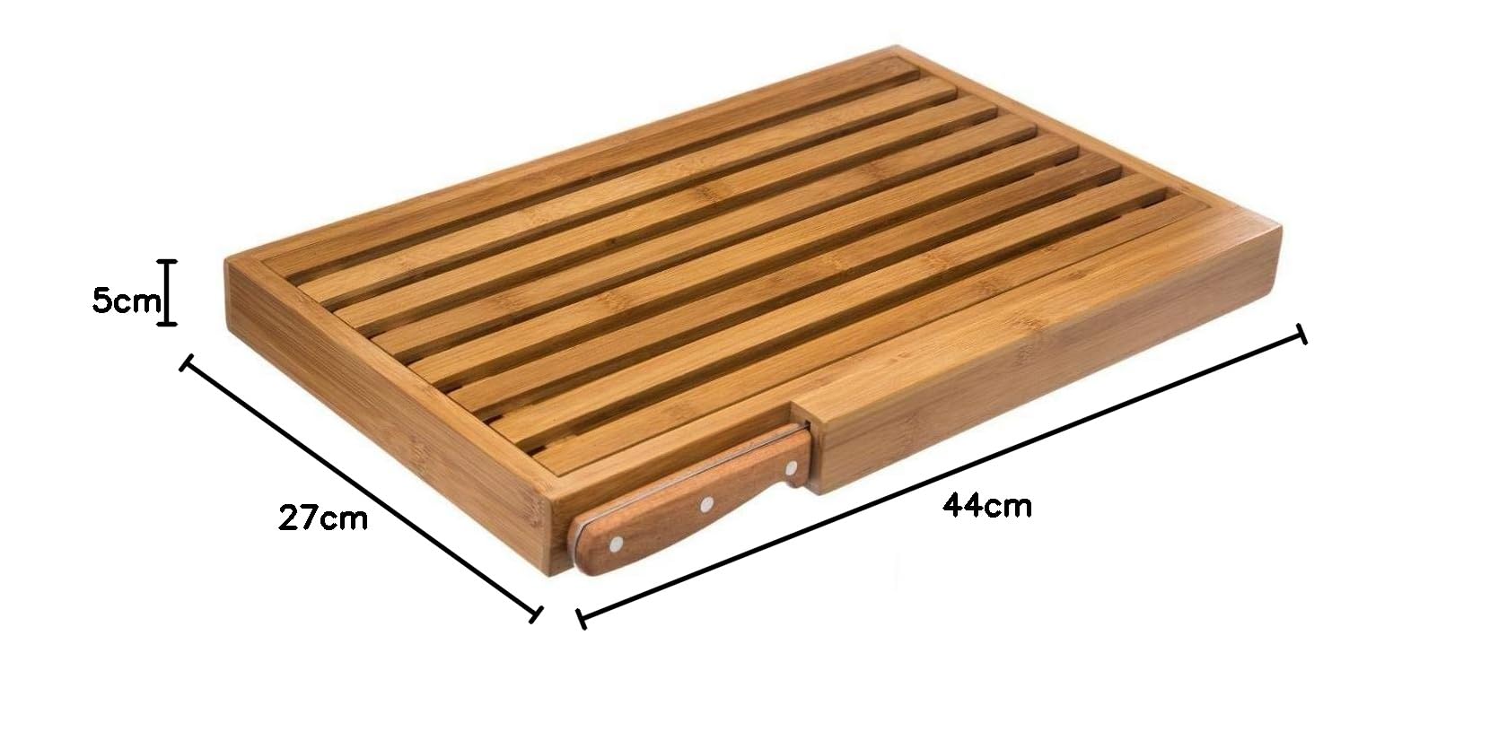 5FIVE Planche à Pain Bambou 44 x 25 et Son Couteau intégré