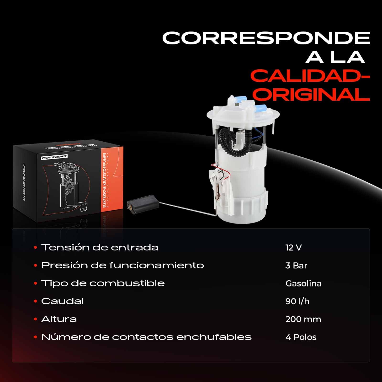 Frankberg Bomba de combustible bomba de gasolina conjunto de módulos de | sin sensor de presión, 4 pines, E10764M; Compatible con: Renault M.e.g.a.n.e II Touring, Renault M.e.g.a.n.e II