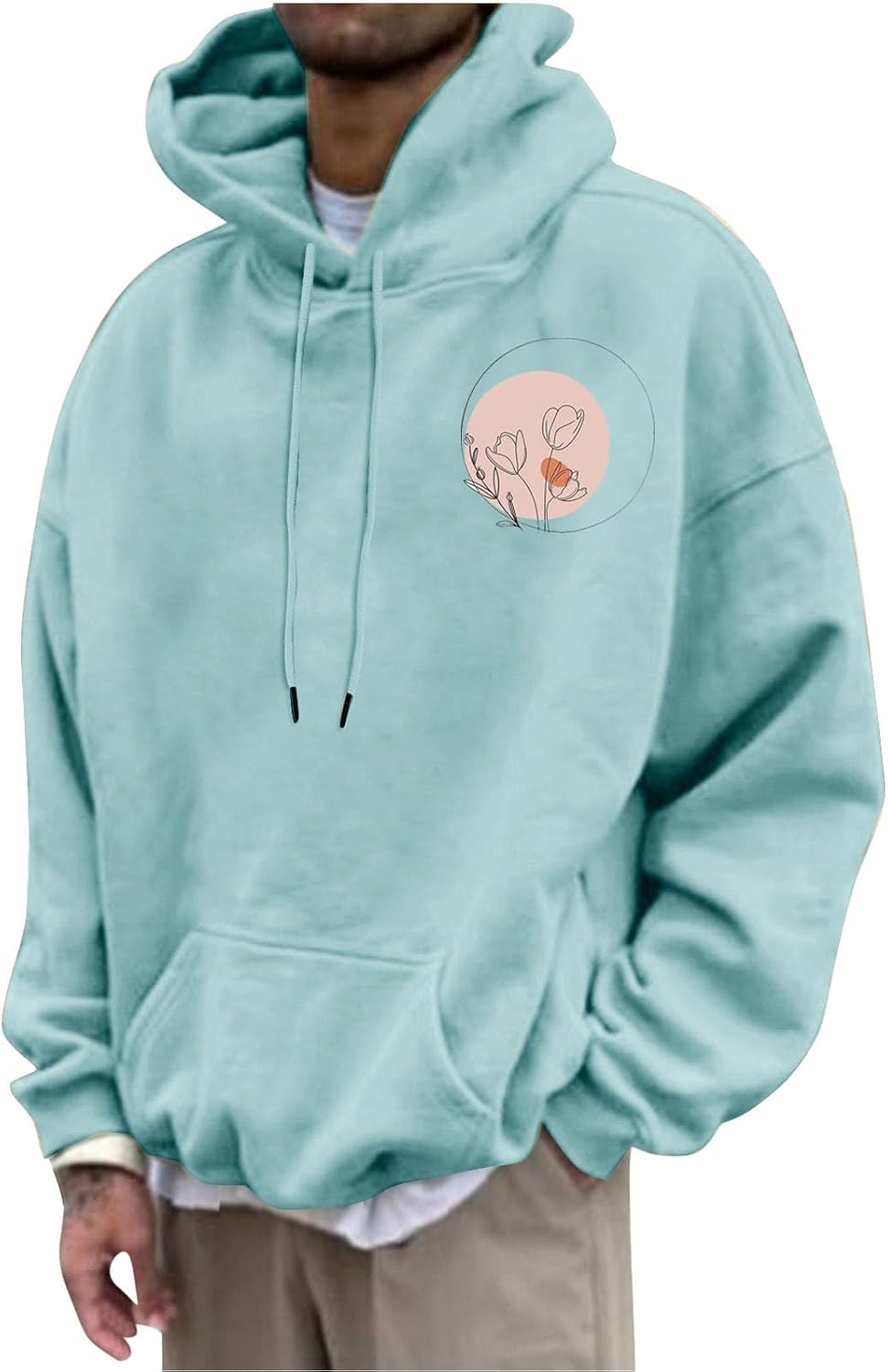 Graphic Hoodie for Men Long Sleeve Drawstring Pocket Pullover | Cute Print Hooded Coats,Soft Casual Sweatshirt,Teen Boys Daily Wear,Fun Fall Street Fashion