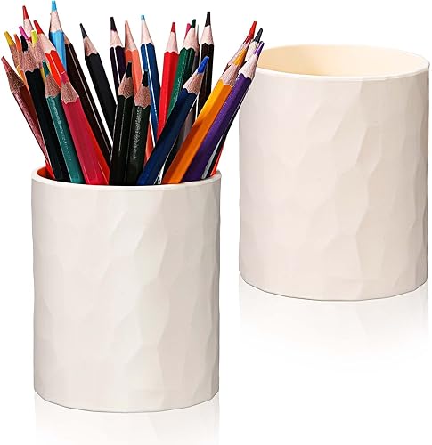 2 soportes para lápices de escritorio de silicona impermeable simple y moderno organizador de brochas de maquillaje minimalista lindo vaso blanco