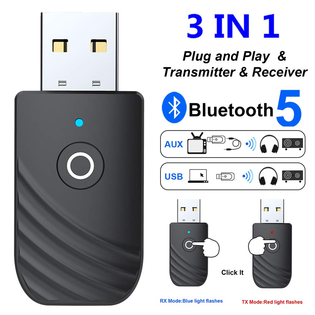 USB BLUETOOTH 5.0 RICEVITORE Trasmettitore ADATTATORE AUDIO - Foto 3