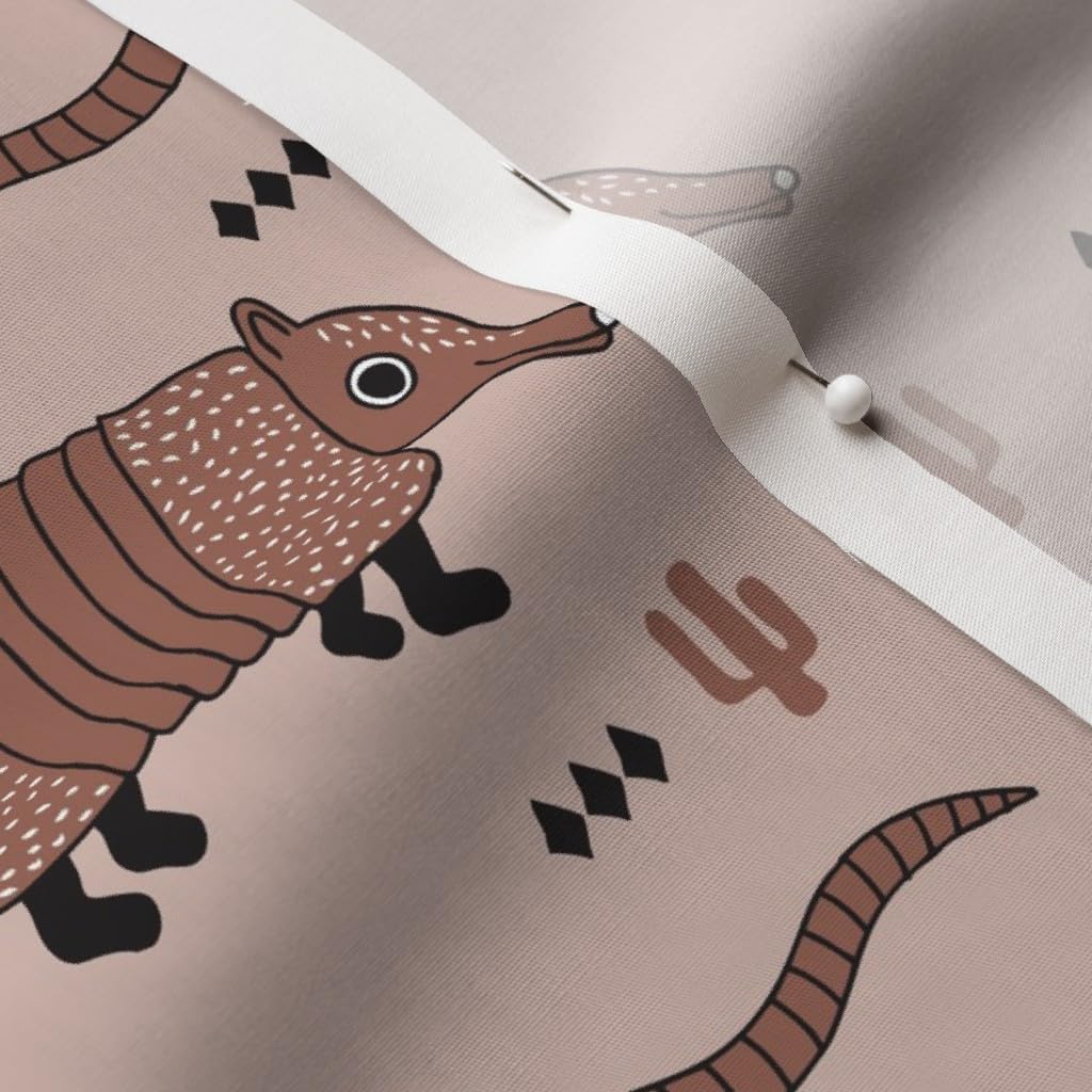 Spoonflower Fabric - Cute Armadillo Cactus Woodland Fun Theme Kids Animals Pattern Printed on Cotton Poplin Fabric by The Yard - Sewing Shirting Quilting Dresses Apparel Crafts