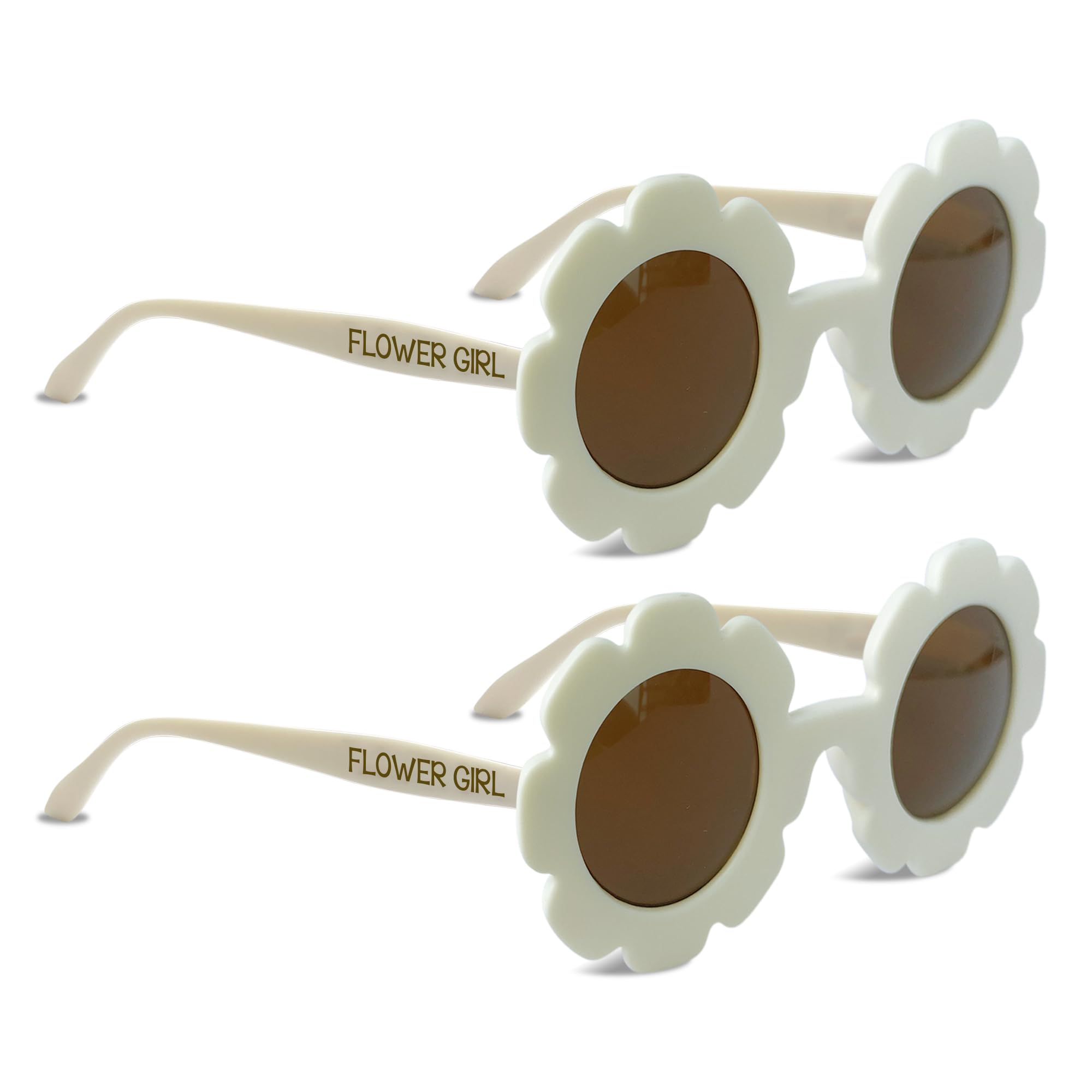 2PCS Flower Girl Gift Sunglasses-Daisy Floral Round Shaped Sunglasses, Little Bridesmaid Proposal Gift