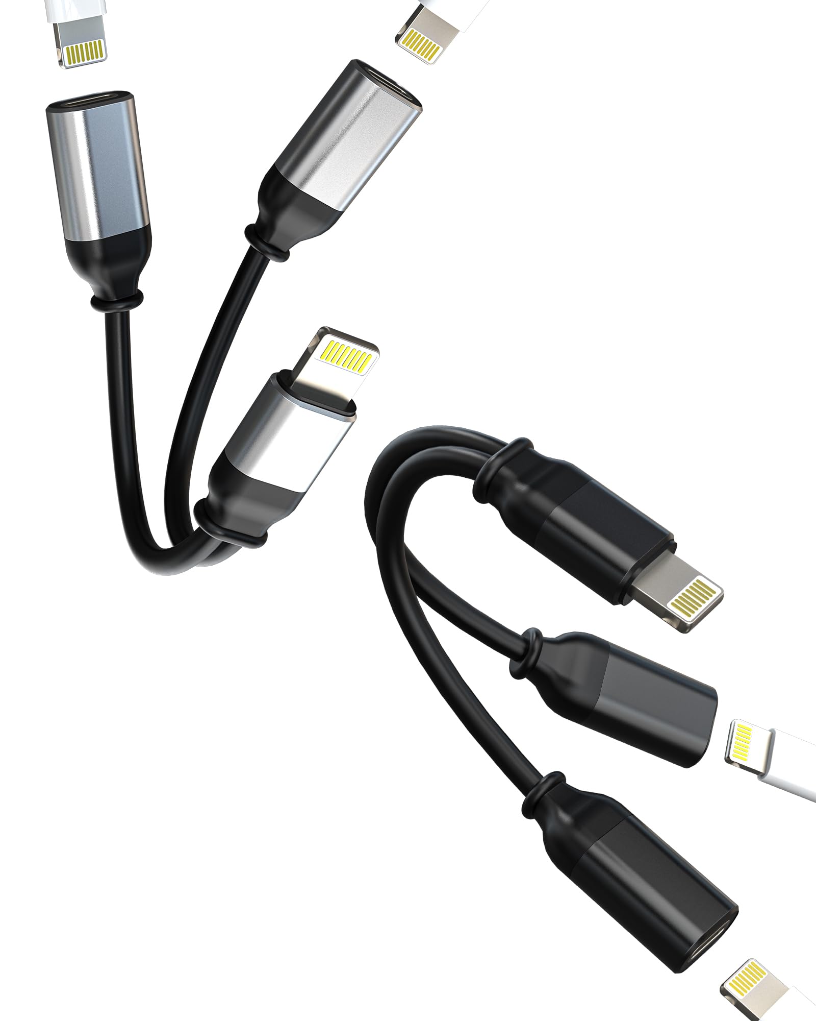 for iPhone Headphone Jack Adaptor (2Pack) Dual Lightning Aux Adapter for Apple iPad Mini 14 13 Pro Max Cable Connector Audio Charger Splitter Earphone Charging Port Dongle Charge Plug Converter