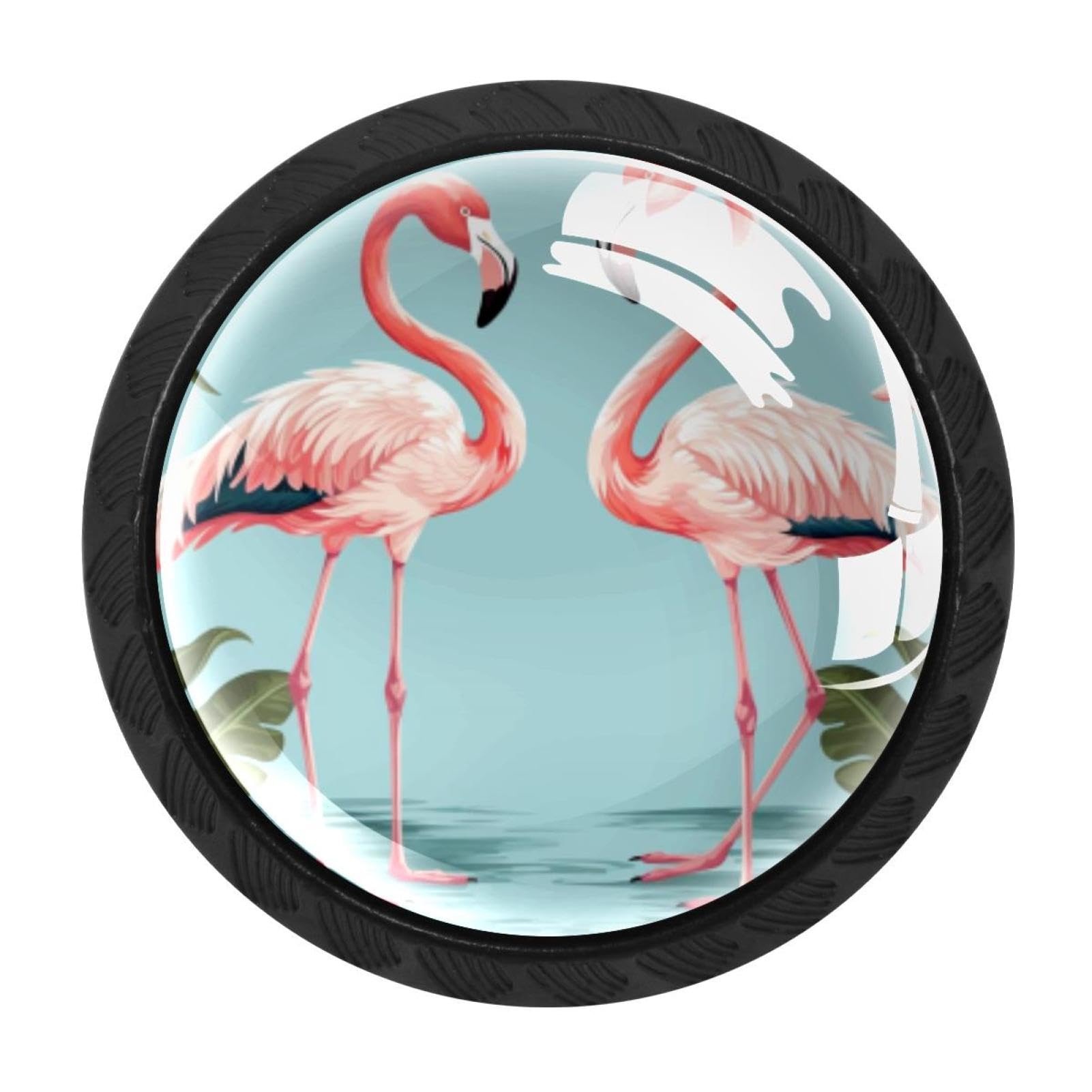 Chenzzzz Multicolored 07 4 Pack Cabinet Handles Black Flamingo Rainforest Cabinet Knobs Draw