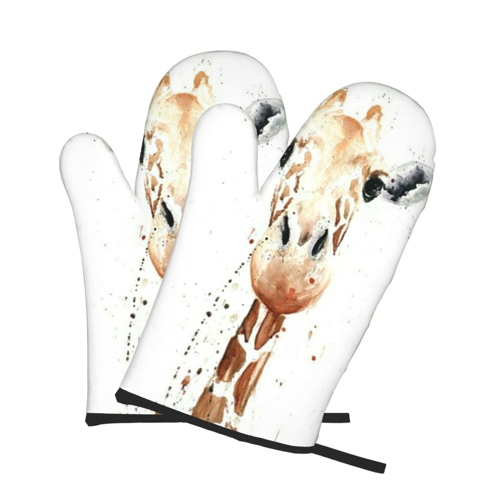 Oven Mitts Set of 2 Pcs, giraffe Prints Heat Resistant Kitchen Gloves for Cooking Baking Grilling