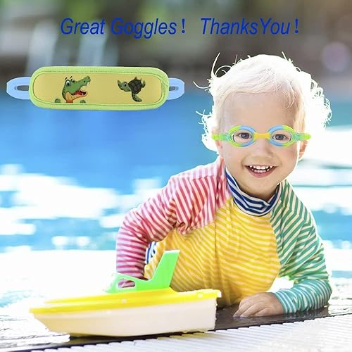 Miniatura 8 de Gafas de natación para niños de 2 a 6 años, gafas para niños pequeños sin tirones de pelo, gafas acolchadas para la cabeza