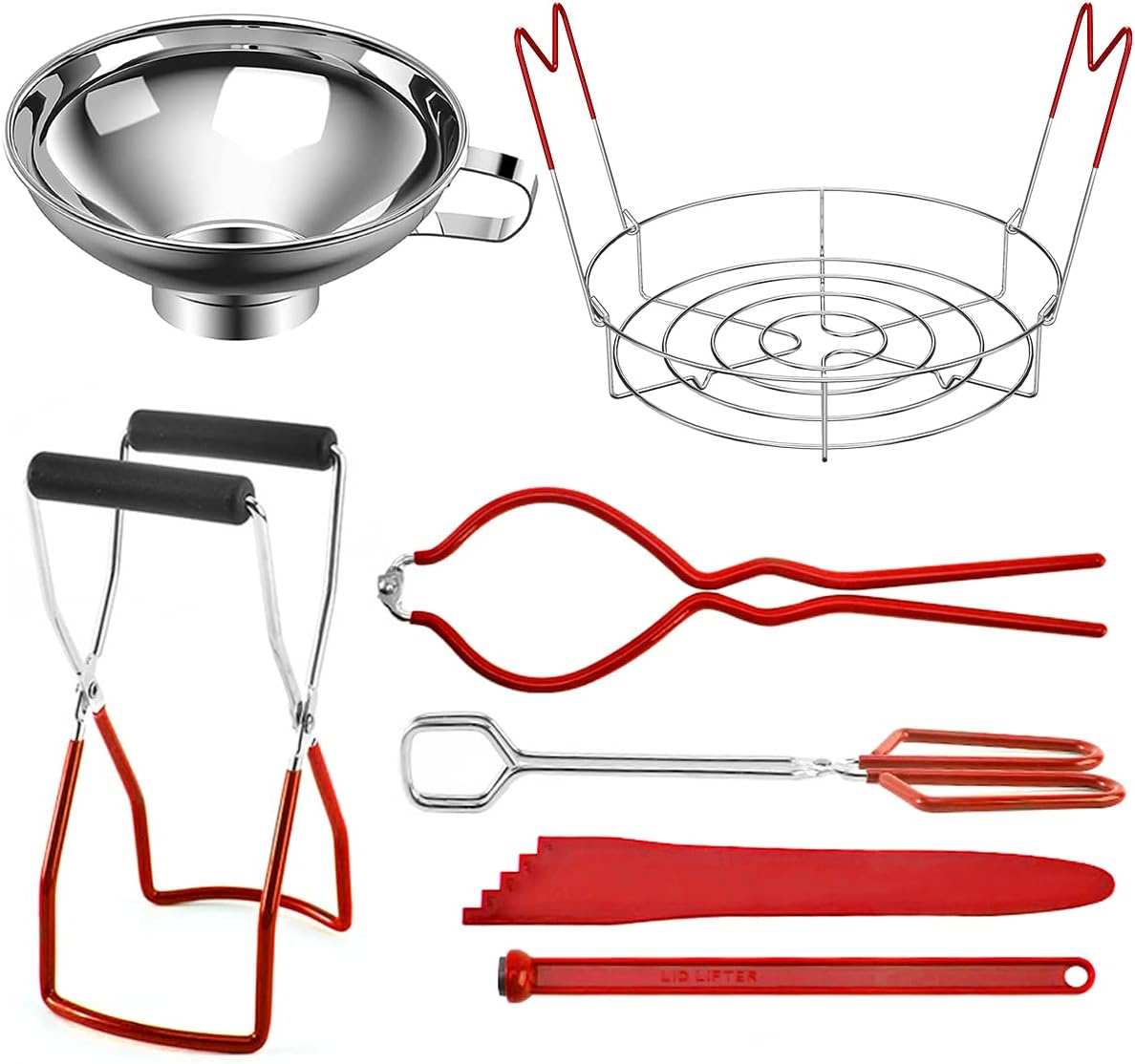 7Pcs Canning Supplies Starter Kit Canning Tools Set Stainless Steel Canning Set with Canning Rack Canning Tonga Jar Lifter Multifunctional Canning Kit for Canning Pot Home ZHAZHAMO