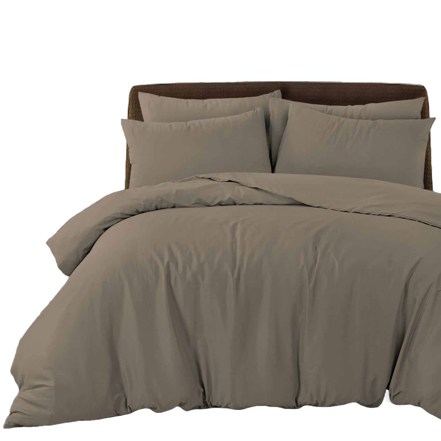 Bronwen Mathews Single Duvet Cover Set, Deep Taupe, Soft & Breathable Microfibre Duvet Cover with 1 Pillowcase