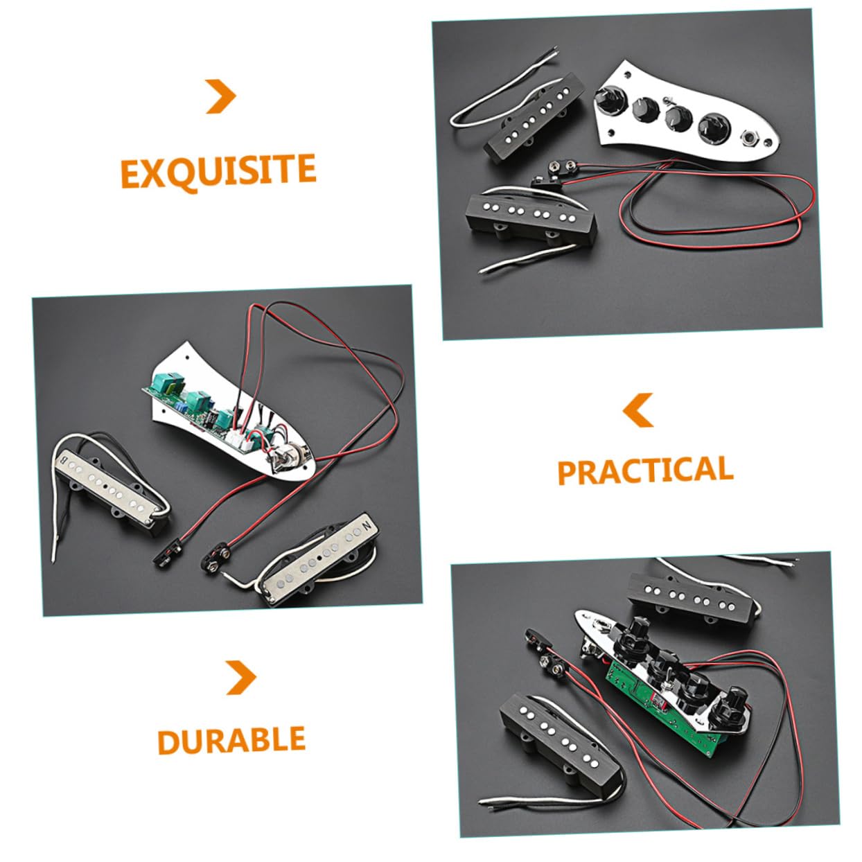 SUPVOX Electric Bass Pickup Set 4-string Space-saving Design Metal