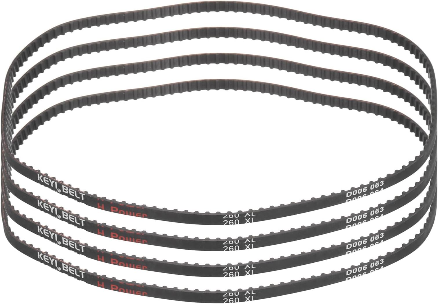 sourcing map 4pcs 260XL 025 Timing Belt 130 Teeth Rubber Geared Cogged Belt, 0.25" Width, 0.20" Pitch Mechanical Replacement Belts